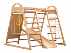 New Parque infantil 7 en 1 con tobogán, columpio y red de escalada, 140 x 120 x 120 cm Tobogán