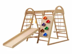 New Parque infantil 7 en 1 con tobogán, columpio y red de escalada, 140 x 120 x 120 cm Tobogán