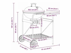 Best vidaxl Parrilla al aire libre con rueda 91 x 71 x 107 cm Metal Negro