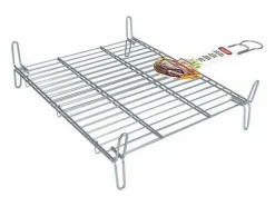 New Basic Parrilla Bbq Algon Doble Acero - Medida 25 x 30 cm Plateado