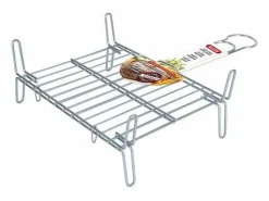 New Basic Parrilla Bbq Algon Doble Acero - Medida 25 x 30 cm Plateado