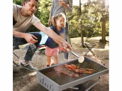 AHD Parrilla de barbacoa de carbón barbacoa portátil jardín de acero plegable camping Poplar