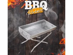 AHD Parrilla de barbacoa de carbón barbacoa portátil jardín de acero plegable camping Poplar