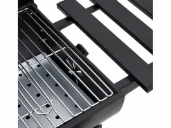 New Parrilla de barril ruedas y estantes acero 115x85x95 cm Barbacoa