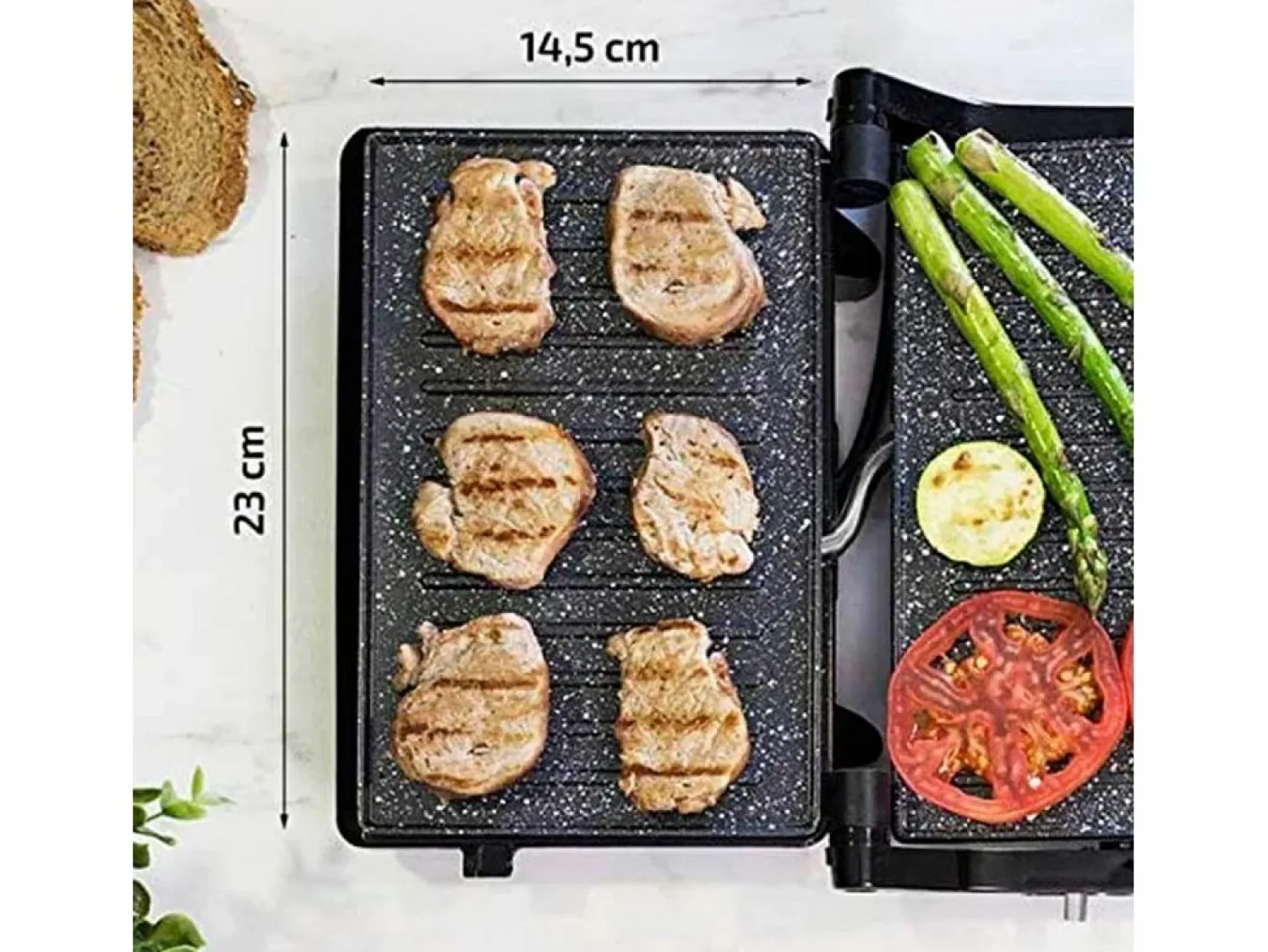 Online Parrilla eléctrica Cecotec Rock´nGrill 750 Full Open 750W inox/negro Plancha Cocina