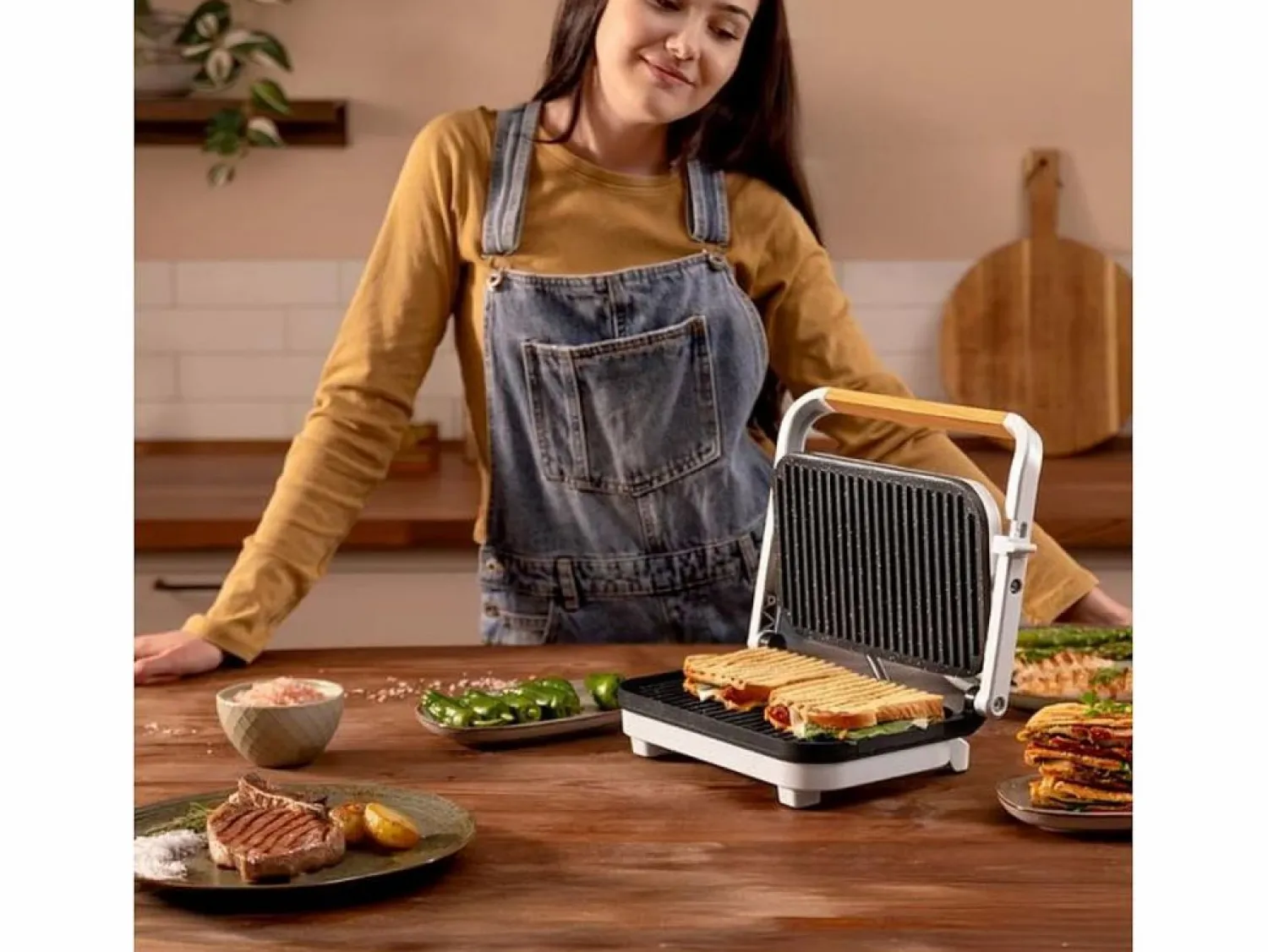 Online Parrilla eléctrica Cecotec Rock'nGrill 1200 Wood 1300W piedra RockStone blanco Negro