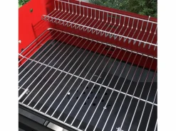 Outlet Parrilla metálica con ruedas, altura regulable, estante de madera, carrito móvil, gris (103 x 47 x 95 cm) Rojo