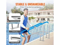 Pasamanos de Piscina SucceBuy de 2 Piezas, 139.5 x 81 cm, de Acero Inoxidable, con Placa Base para Jacuzzis