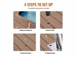 Pasamanos de Piscina SucceBuy de 2 Piezas, 139.5 x 81 cm, de Acero Inoxidable, con Placa Base para Jacuzzis