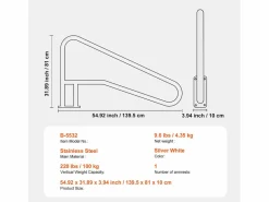 Discount Pasamanos de Piscina SucceBuy de Acero Inoxidable de 139.5 x 81 cm con Placa Base para Jacuzzis Accesorio Piscina