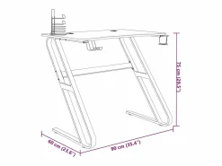 Best Garden Furniture Paul-François-Alain Escritorio gaming con patas en forma de ZZ 90x60x75 cm Negro
