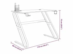 Sale Paul-François-Alain Escritorio gaming con patas forma ZZ 110x60x75cm Mesa Gaming