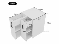 Merax Pedalito de oficina con ruedas - 52 x 50 x 75 cm - con cajones - intercambiable Izquierda-derecha - Aglomerado -