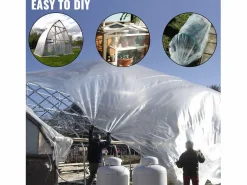 Online Película de Invernadero SucceBuy, 2.4x7.62 m, Plástico Resistente a los UV, Protectora para los Proyectos Industriales, Residenciales y Agrícolas Transparente