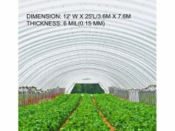 Best Película de Invernadero SucceBuy, 3.66x7.62 m, Película de Invernadero en Polietileno, Plástico Resistente a los UV, para Residenciales y Agrícolas Transparente