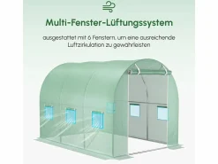 Hot Película de polietileno para túnel de jardín, 6 ventanas, (300x200x200 cm) Verde