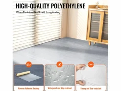 Outlet Película de Protección de Alfombra, SucceBuy 61 cm × 60.96 m Película de Protección de Alfombra Autoadhesiva, PE Mat Shield Transparente