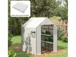 Sale Película de repuesto para invernadero, PE reforzado 135 g/m², con ventana lateral y puerta enrollable, color (140 x 143 x 190 cm) Blanco