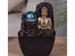 Zen Arôme Pequeña fuente de resina de interior con Buda Theravada de LED