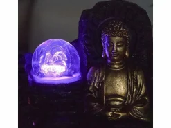 Zen Arôme Pequeña fuente de resina de interior con Buda Theravada de LED