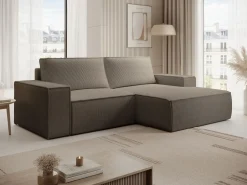 Online Pequeño Sofá cama rinconera derecha de pana beige AMELIA Sofá - 3 Plazas