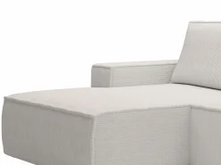 Vente-unique Pequeño Sofá cama rinconera izquierda de pana color AMELIA