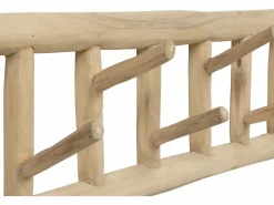 Hot Vente-unique Perchero 6 ganchos de madera de teca - Ancho 70 x Prof. 11 x Alt. 20 cm - Color: natural - LIPALIA Color natural claro