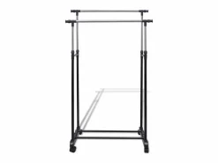 Outlet Perchero ajustable para ropa 4 ruedas 2 barras ES612326 Negro
