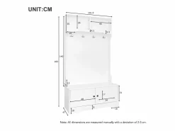 Outlet OKWISH Perchero con 4 ganchos y 2 puertas de almacenamiento – Para recibidores y pasillos Blanco