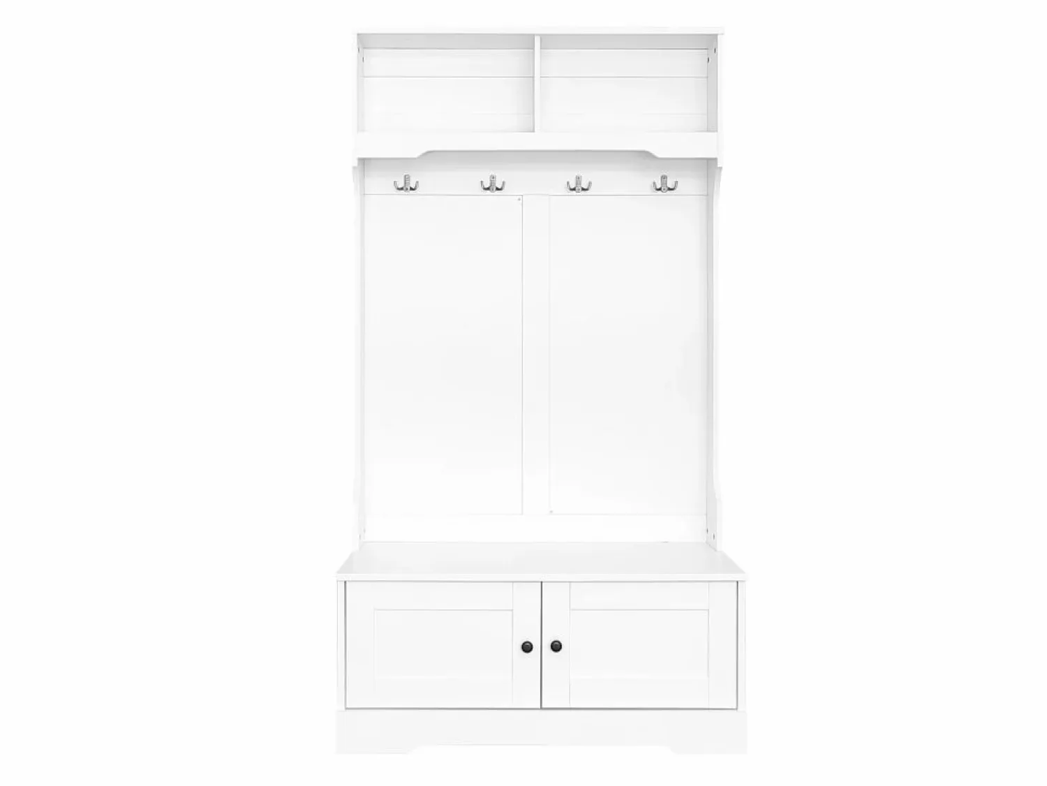 Outlet OKWISH Perchero con 4 ganchos y 2 puertas de almacenamiento – Para recibidores y pasillos Blanco