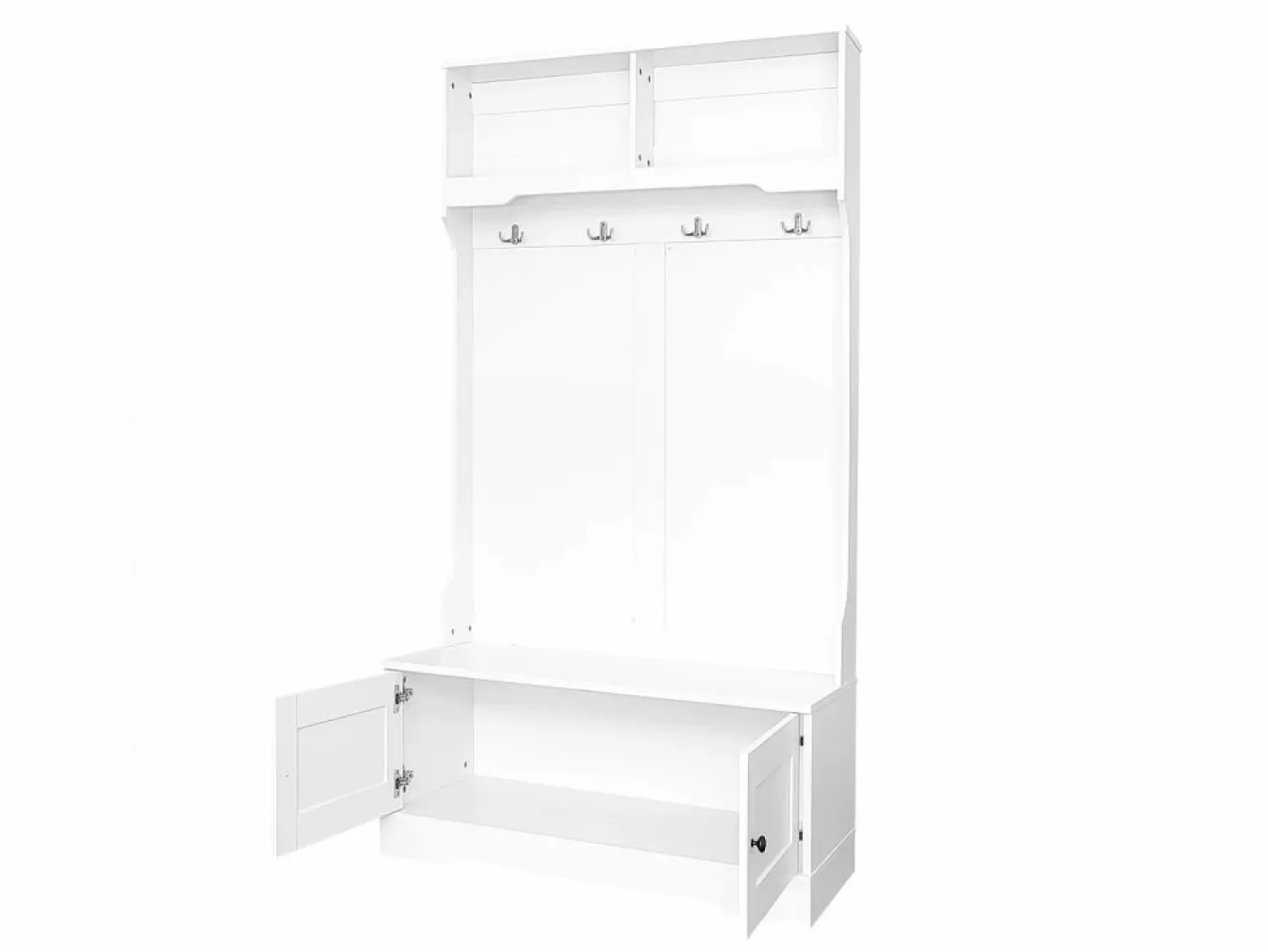 Outlet OKWISH Perchero con 4 ganchos y 2 puertas de almacenamiento – Para recibidores y pasillos Blanco