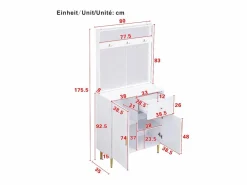 OKWISH Perchero con 2 puertas y 1 cajón de almacenaje, tiradores y patas dorados