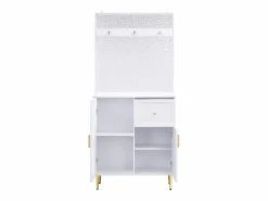 OKWISH Perchero con 2 puertas y 1 cajón de almacenaje, tiradores y patas dorados