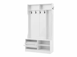 Clearance OKWISH Perchero con 1 puerta, 4 compartimentos abiertos y 6 ganchos Blanco