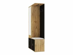 Clearance OKWISH Perchero con espejo, banco zapatero y barra retráctil para ropa - y natural Negro