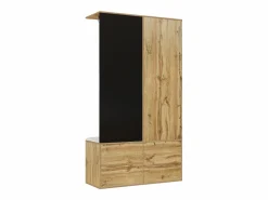 Clearance OKWISH Perchero con espejo, banco zapatero y barra retráctil para ropa - y natural Negro