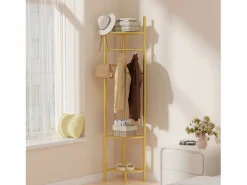 Hot Fativo Perchero con patas de esquina, perchero con estante, recibidor guardarropa 44,5x174cm Dorado