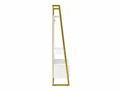 OKWISH Perchero con zapatero de dos puertas, ganchos metálicos y espejo - y dorado