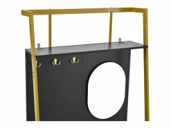 Clearance Perchero con zapatero de dos puertas, ganchos metálicos y espejo - y dorado Perchero