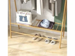 Outlet Perchero de bambú con estantes y ganchos, madera natural, estable y práctico (116 x 43,5 x 160 cm) Marru00f3n