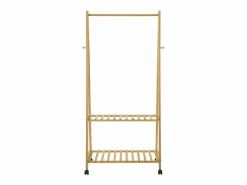 Helloshop26 Perchero de bambú con ruedas 70 x 43 x 152 cm 03_0008146