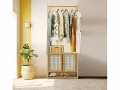Hot Fativo Perchero de bambú, perchero resistente con patas, 53x31,5x168cm Marru00f3n