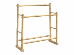 Hot Perchero de bambú 100x30x100 cm con 2 barras para colgar, estable, duradero y multifuncional Color natural claro