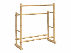 Hot Perchero de bambú 100x30x100 cm con 2 barras para colgar, estable, duradero y multifuncional Color natural claro