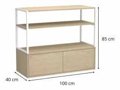 Perchero de buhardilla KADRA de 100 x 85 cm con armario y cajones