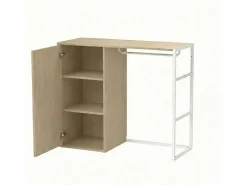 Sale Perchero de buhardilla KADRA de 100 x 85 cm con armario y mueble de almacenaje Blanco