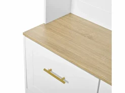 Hauss Spole Perchero de entrada con banco, 4 ganchos y 2 puertas 105×40×180 cm