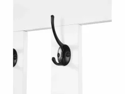 OKWISH Perchero de entrada con banco acolchado, 4 ganchos y espacio de almacenamiento