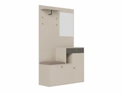Discount OKWISH Perchero de entrada con banco para zapatos y espejo, espacio de almacenamiento - Beige Gris Gris claro