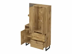 Perchero de madera - Armario de 2 cajones y 3 puertas - Almacenamiento abierto